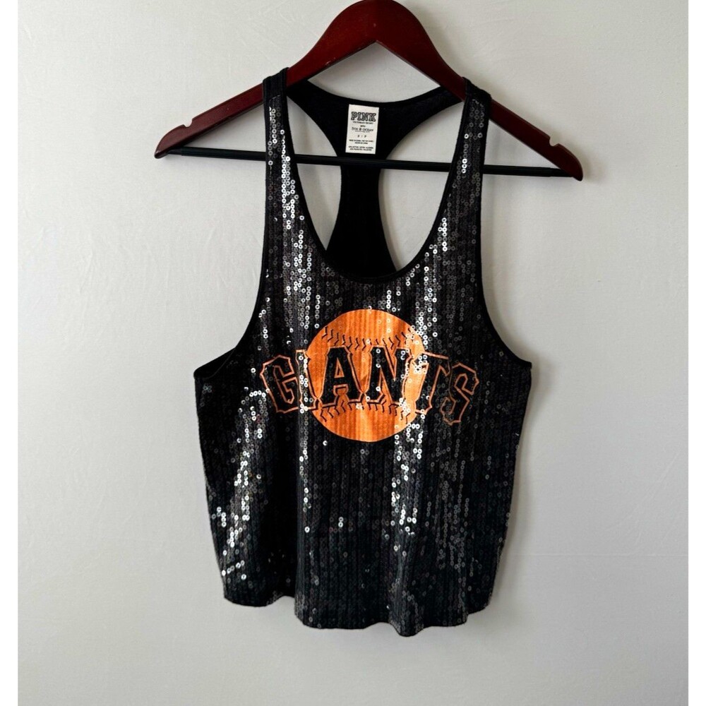 PINK Victoria's Secret San Francisco Giants Sequin Shirt Womens S Black MLB